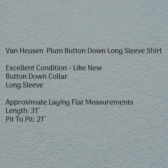 Van Heusen Plum Button Down Shirt Neck 15.5 - Picture 5 of 9